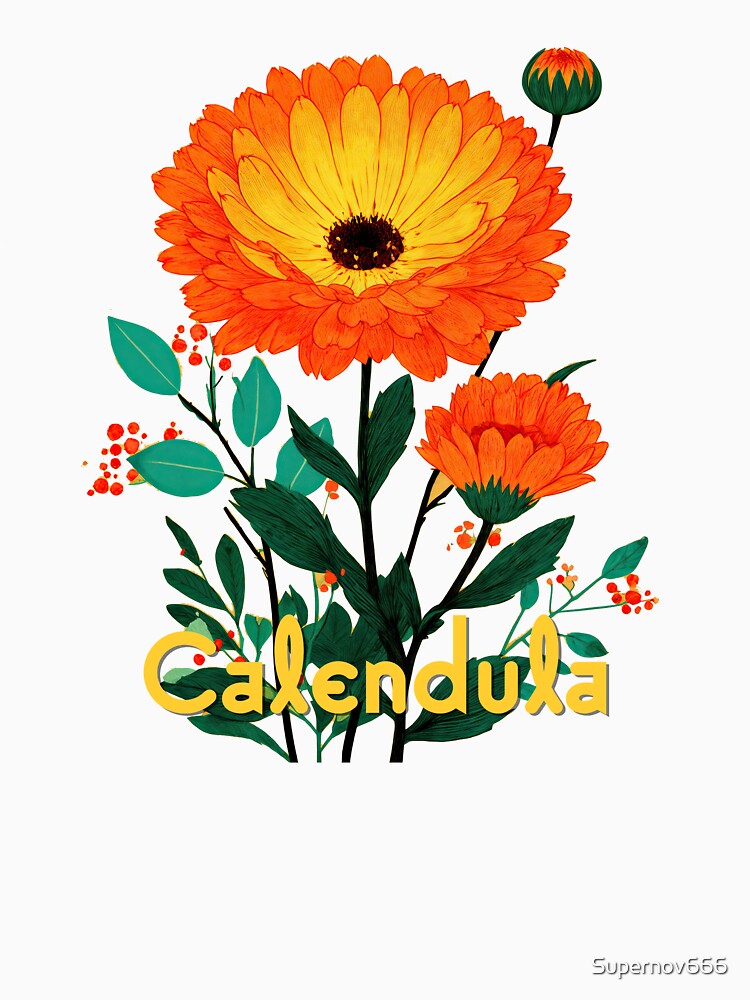 Calendula – Golden Bloom Botanical Art by ForeverPrintsOK