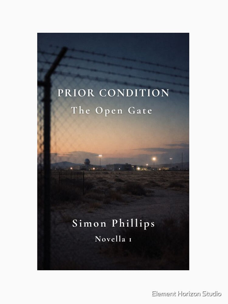 Desert Military Facility at Dusk | Barbed Wire Fence Landscape | Cinematic Sci-Fi Wall Art Print by Element Horizon Studio
