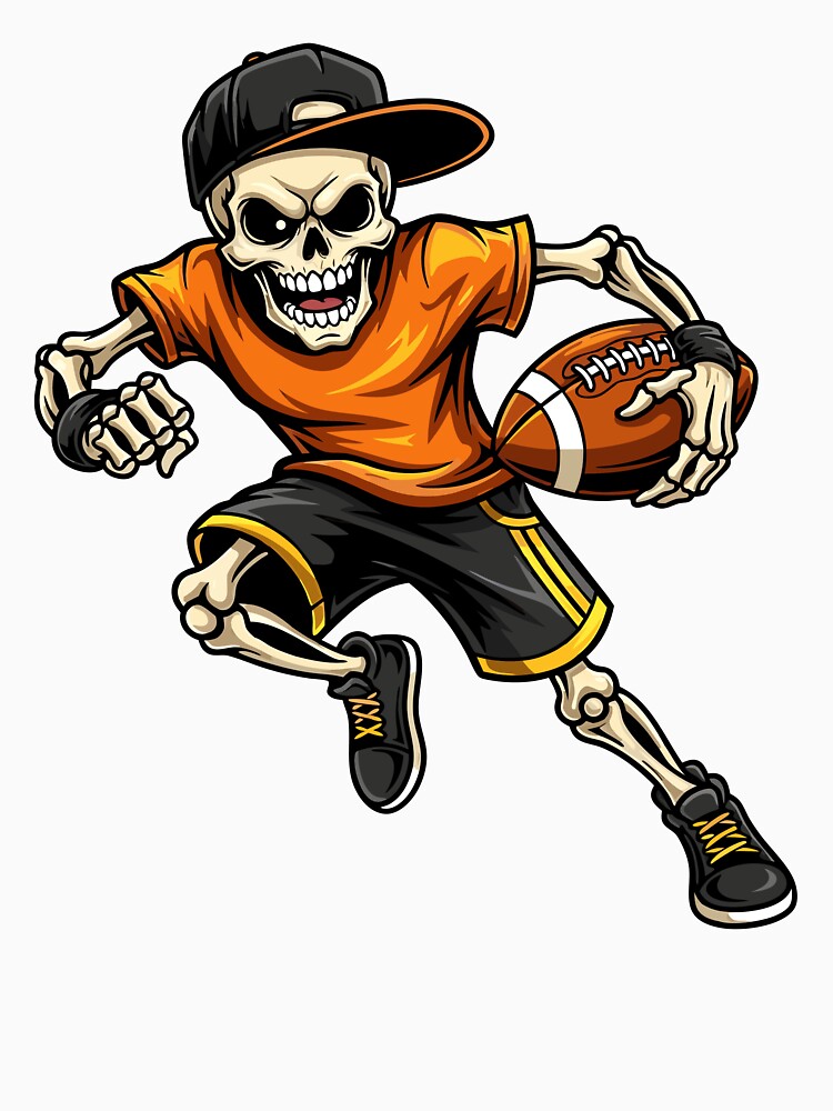 Skeleton Football Player holding ball by marfanna