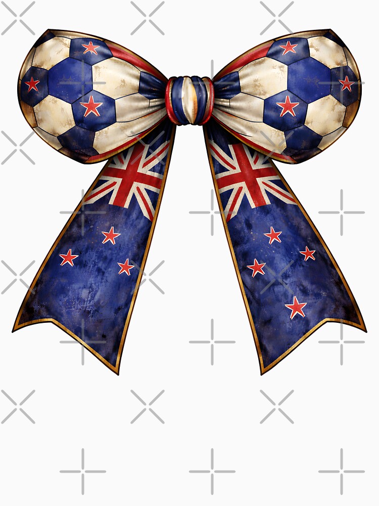 New Zealand Flag Patriotic Soccer Bow Vintage Country Ribbon by MuniraWearify