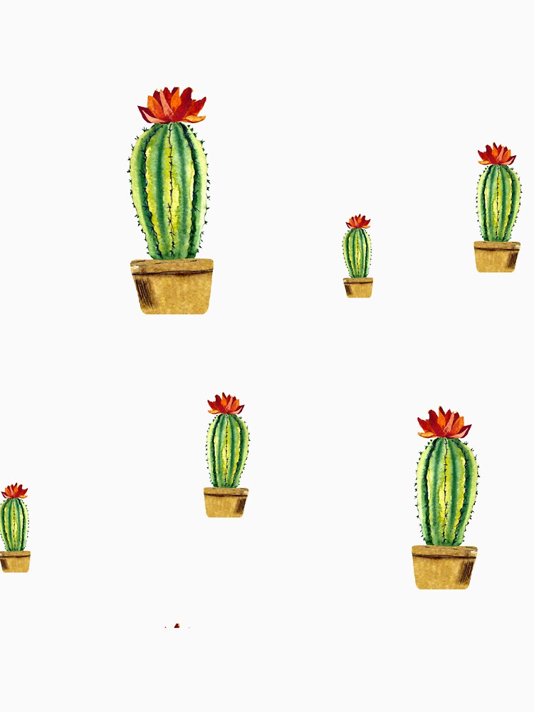Cactus green red flower pattern watercolor sketch by Yana Mustafina | Boho Soulful Designs