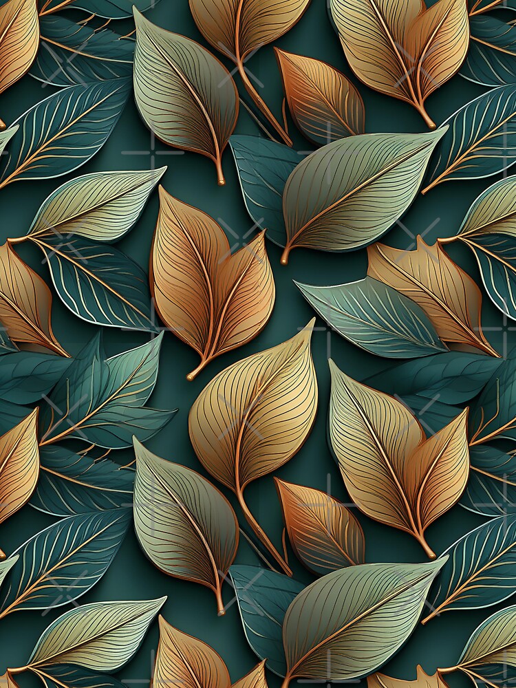Rustic Charm: A rustic pattern with leaves in earthy tones, creating a natural and organic feel. by Grang Art Artistic Designs