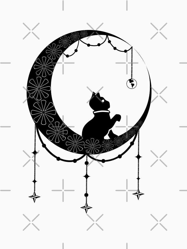 MANDALA MOON WITH BLACK CAT by Renan Lima