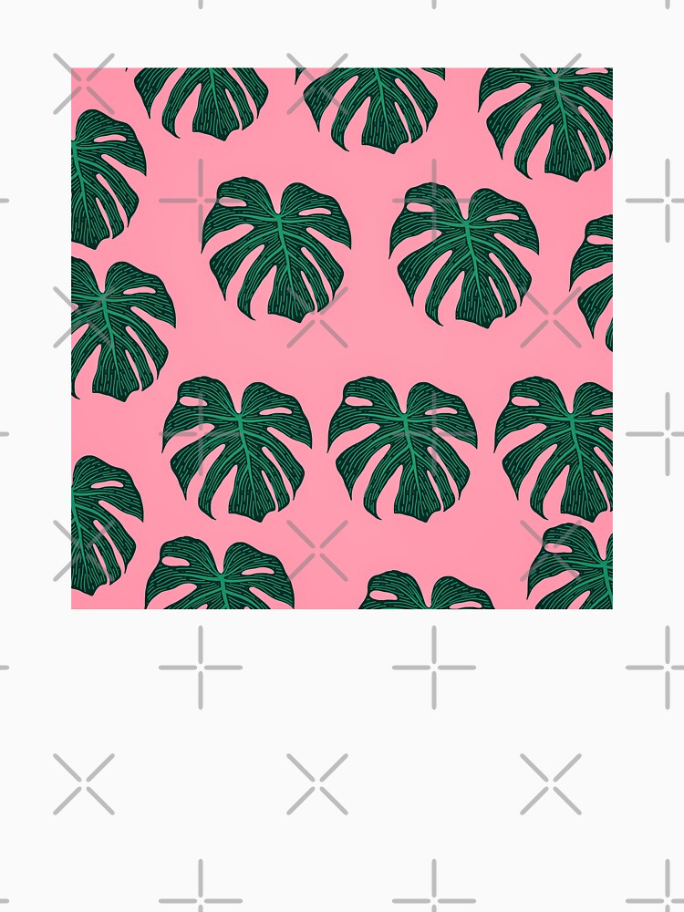 pink tropical botanical leaves pattern by moremattie