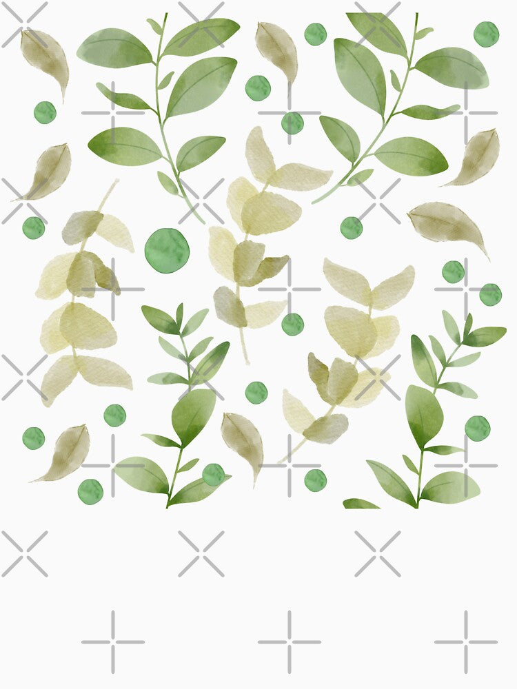 Soft and Subtle Watercolor Leaves Patern in Gold and Green Spring Aesthetic by Ching Teoh