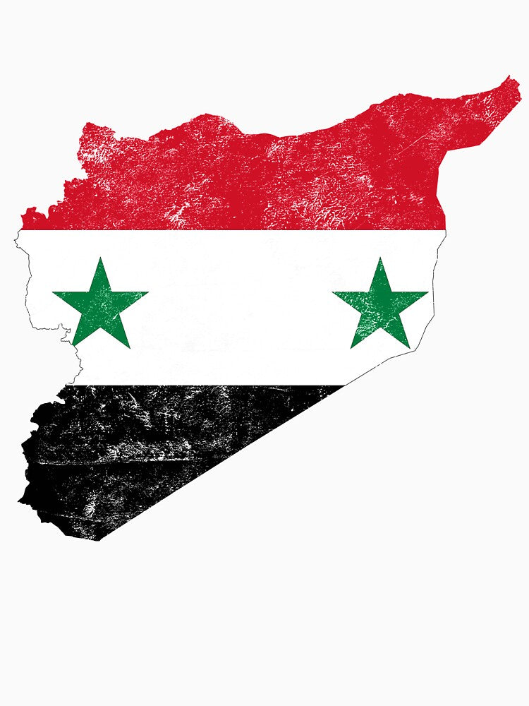 Syria Flag Map tshirt distressed vintage by farhanhafeez