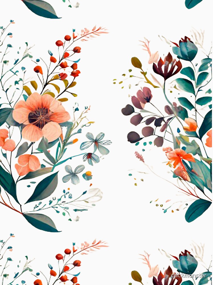 Vibrant Abstract Watercolor Botanical Flowers by crickmonster