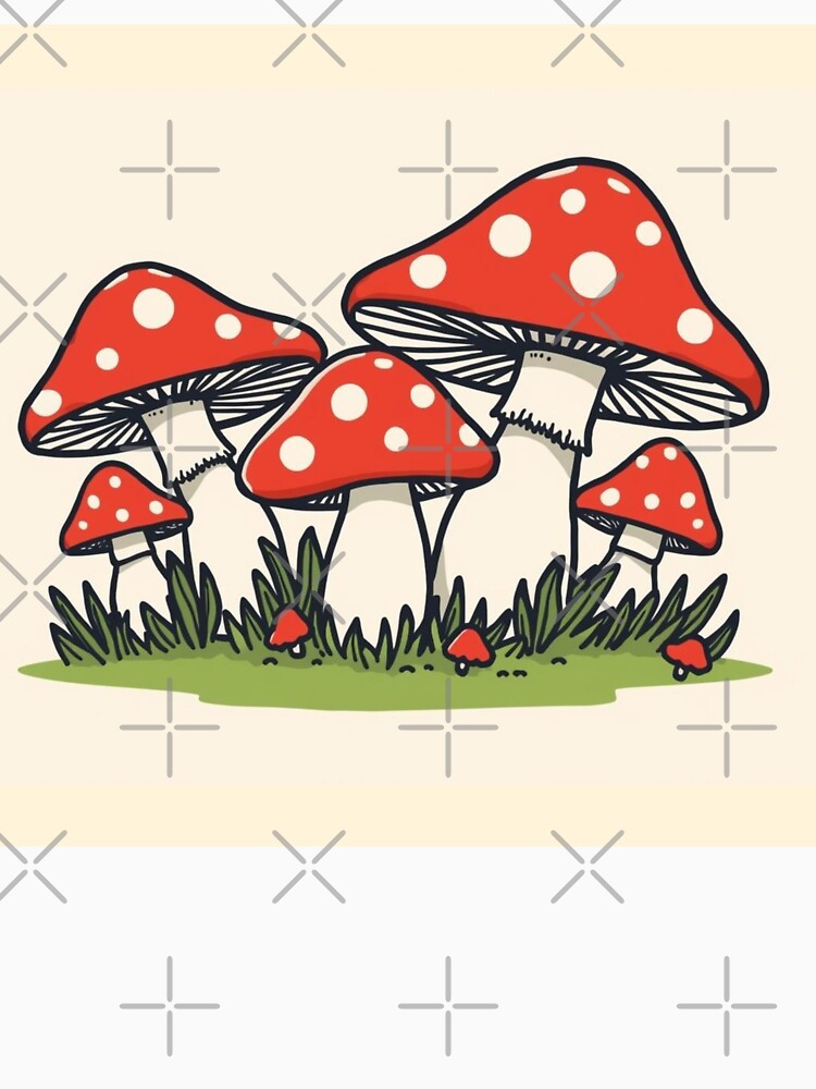 Cute Red Mushroom Illustration – Whimsical Woodland Toadstools Art by DreamPixelPrint