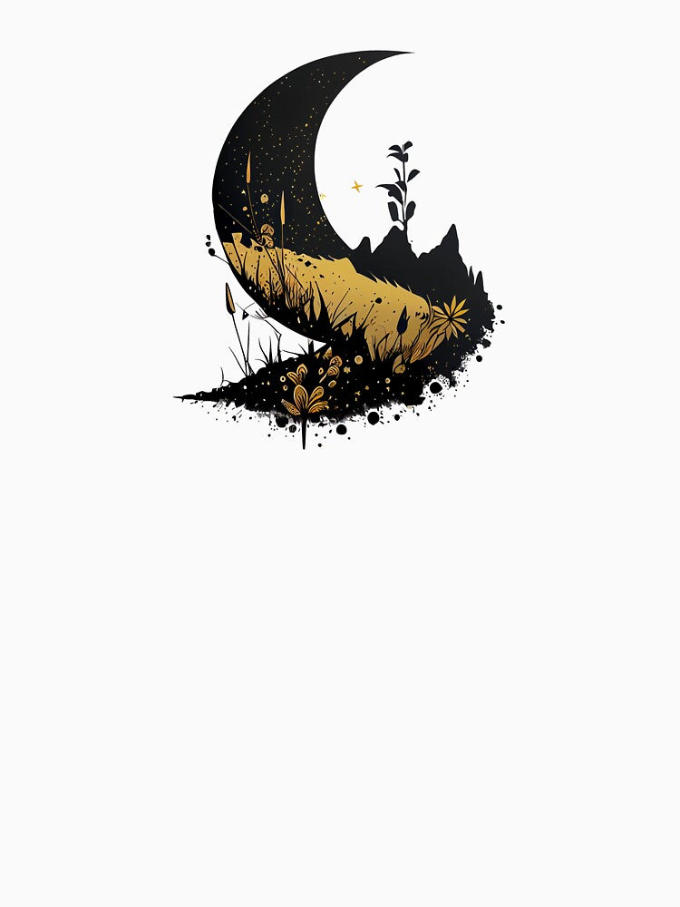 Black and Gold Crescent Landscape by ShadowAndSlate