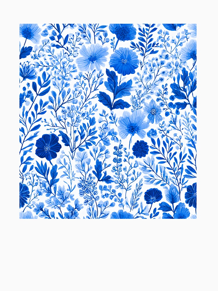 Blue Flowers Seamless Pattern by BonaDesignsArt