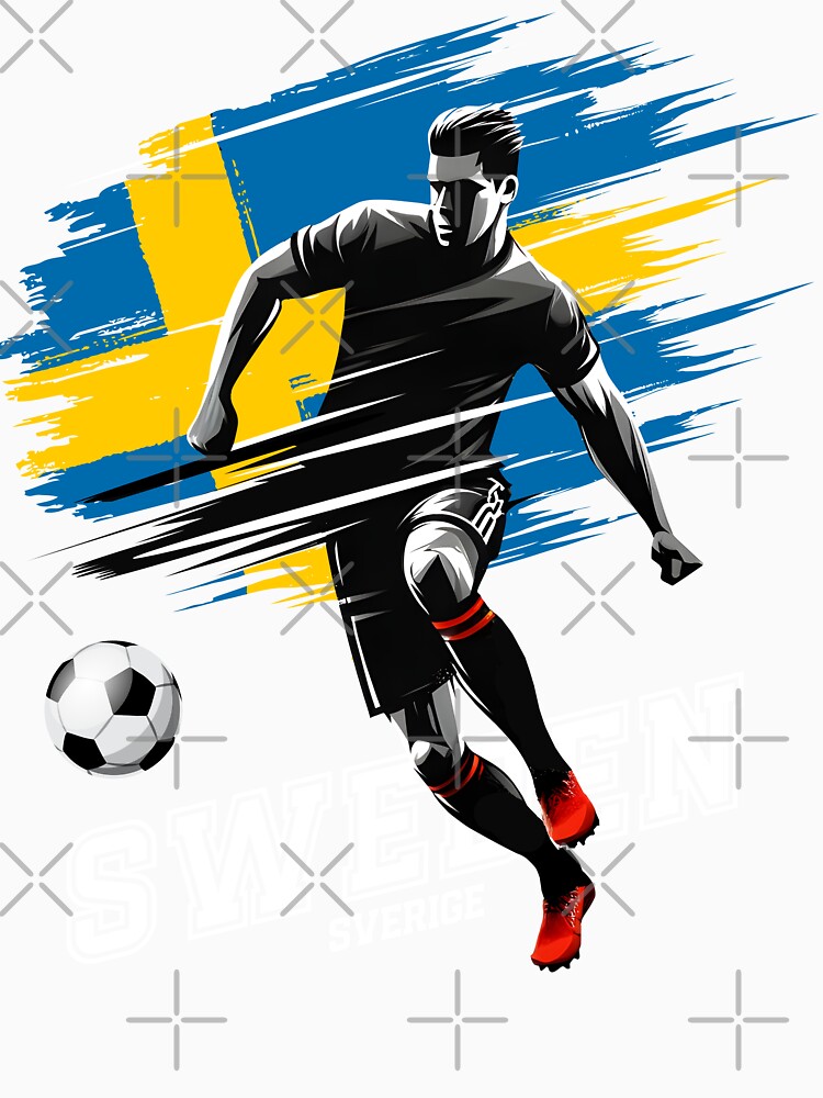 Football Soccer Sweden Swedish Flag Player Grunge Silhouette by Infinitee8hirts