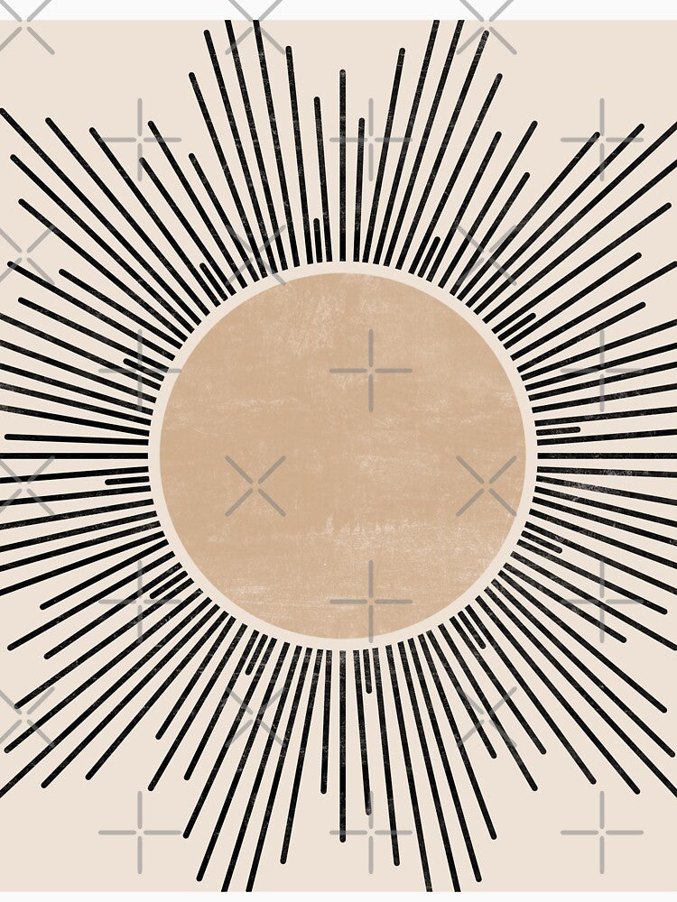 Geometric Sun in Black and Beige by ArticraftShop