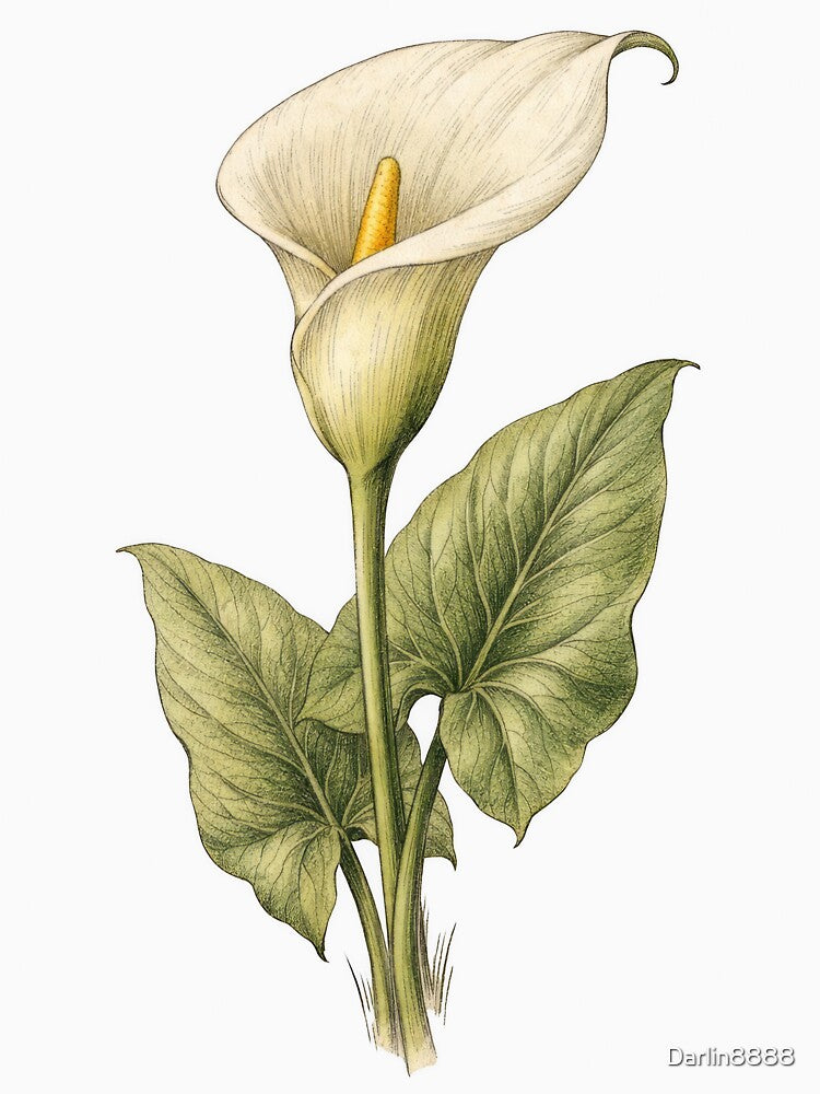 Vintage Calla Lily Botanical Illustration | Antique Botanical Flower Print by Darlin8888