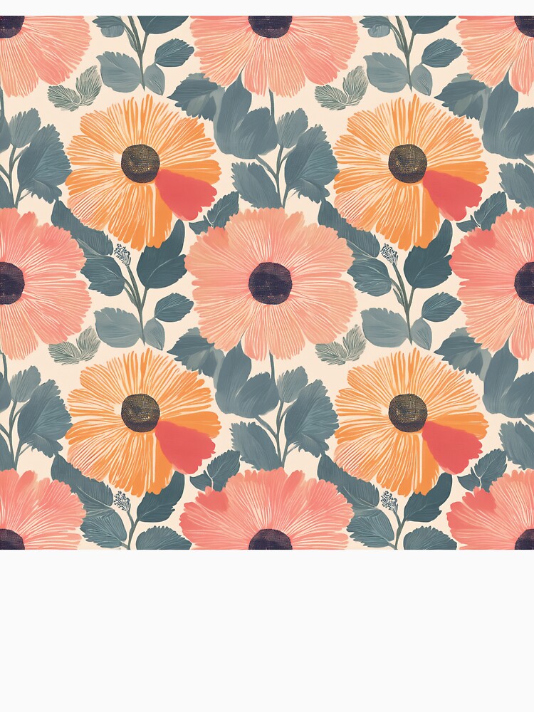 Playful Retro Colorful Floral Pattern by soft-pop-studio