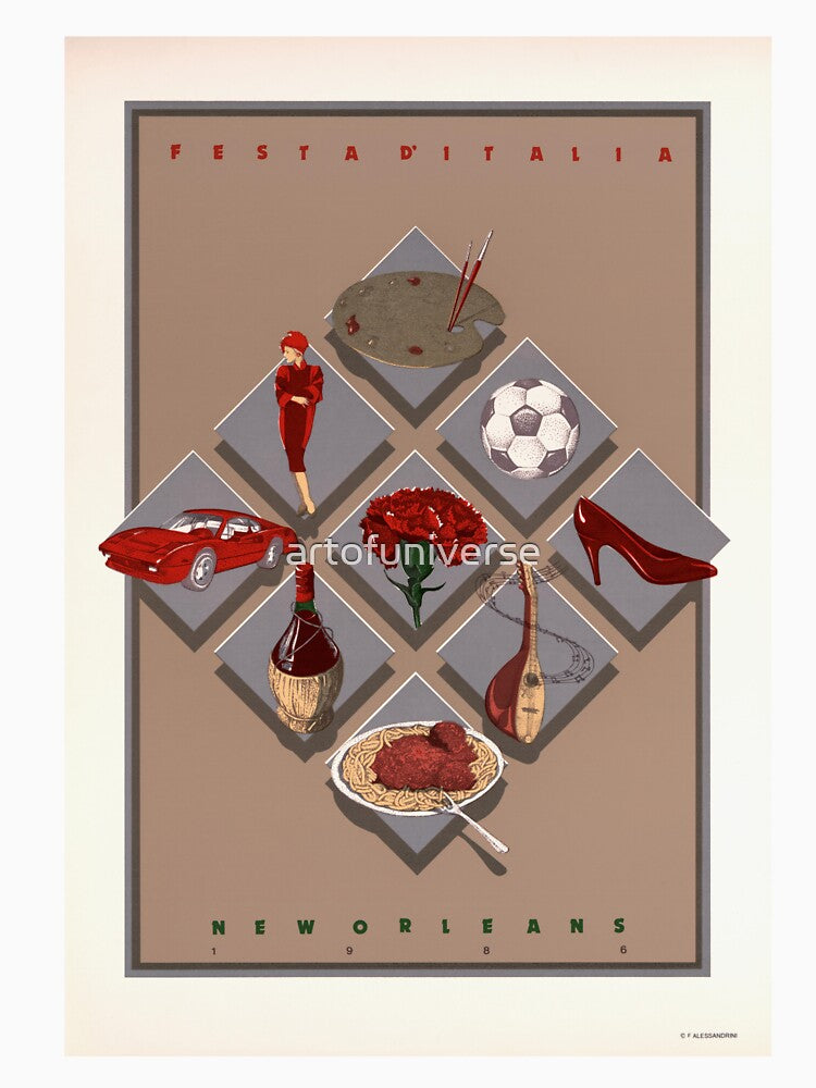 Vibrant Festa D'Italia 1986 Poster | Italian Culture & Art | New Orleans Vintage Festival Art | Celebrate Italy's Heritage & Style by artofuniverse