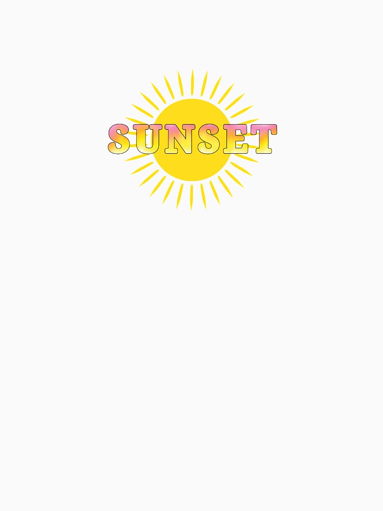 Yellow sun with sunset colours within the word SUNSET by Ninja Design Printable