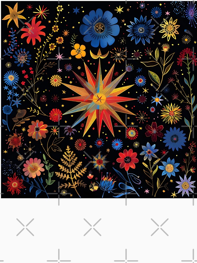 colorful botanical cosmos print by dcrc