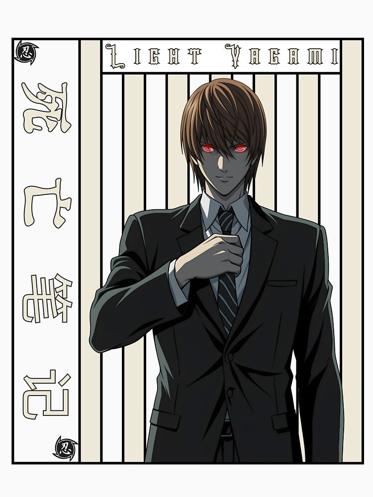 Dark Anime Genius with Red Eyes – Villain Justice Aesthetic Illustration by lamiarte