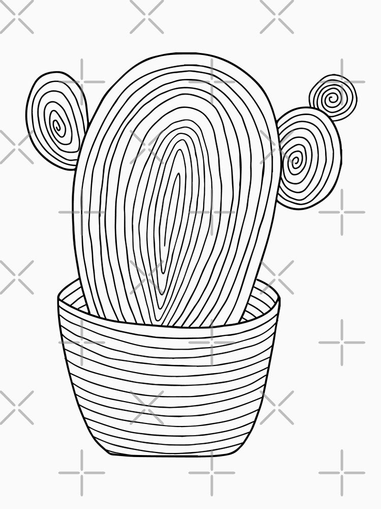 Cactus Line Art  - Simple Minimal Cactus Doodle by Mrs-PenLine