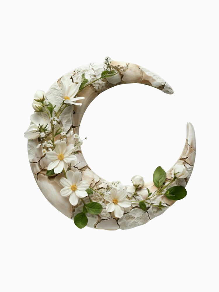 Quiet Growth Crescent Moon – Botanical Calm Aesthetic by LunarStillCo
