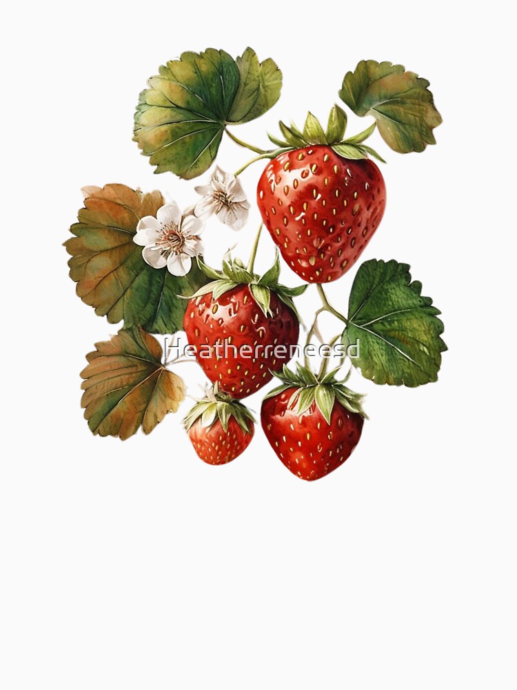 Vintage Strawberry Botanical Print by Heather Renees Designs