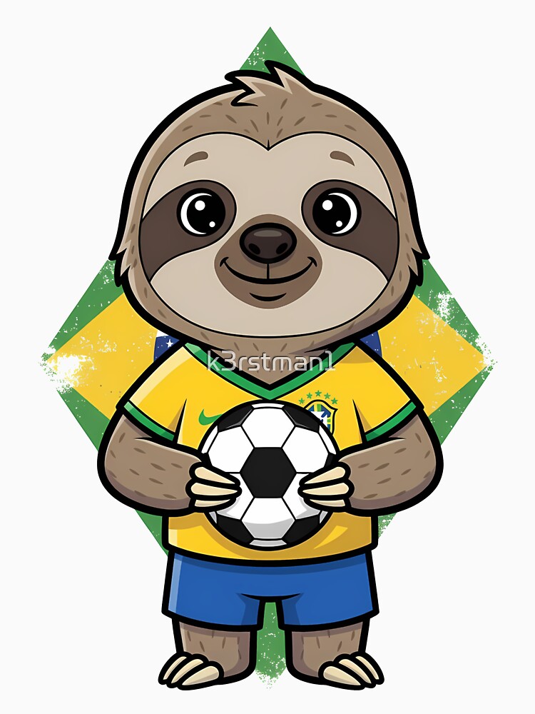 Brazil Sloth Football Fan Soccer Animal by k3rstman1
