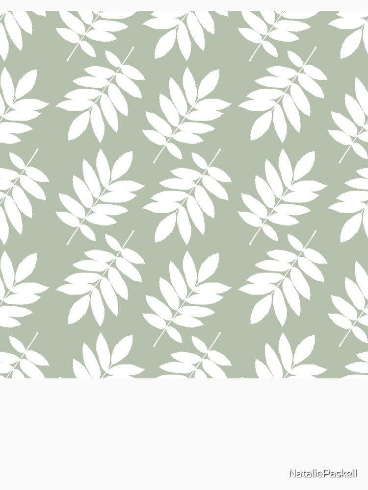 Elder Leaf Pattern White on Green by NataliePaskell
