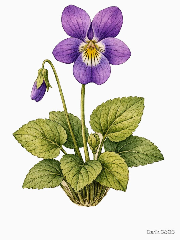 Viola Odorata Vintage Botanical Print - Antique Violet Wall Art by Darlin8888