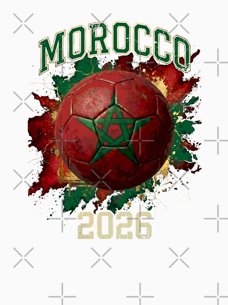Morocco 2026 Flag Paint Splash Soccer Ball by Imaginationbeyond