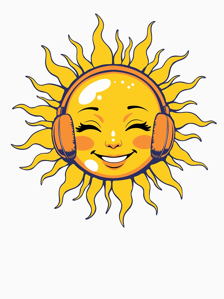 Sunset Vibes: Cheerful Sun with Playful Orange Earmuffs by MindnPixels