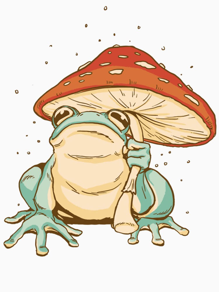 Cottagecore Frog With Mushroom by GatheringPlace