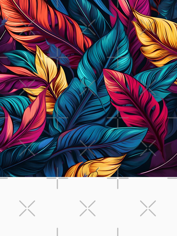 colorful large tropical leaves print by dcrc