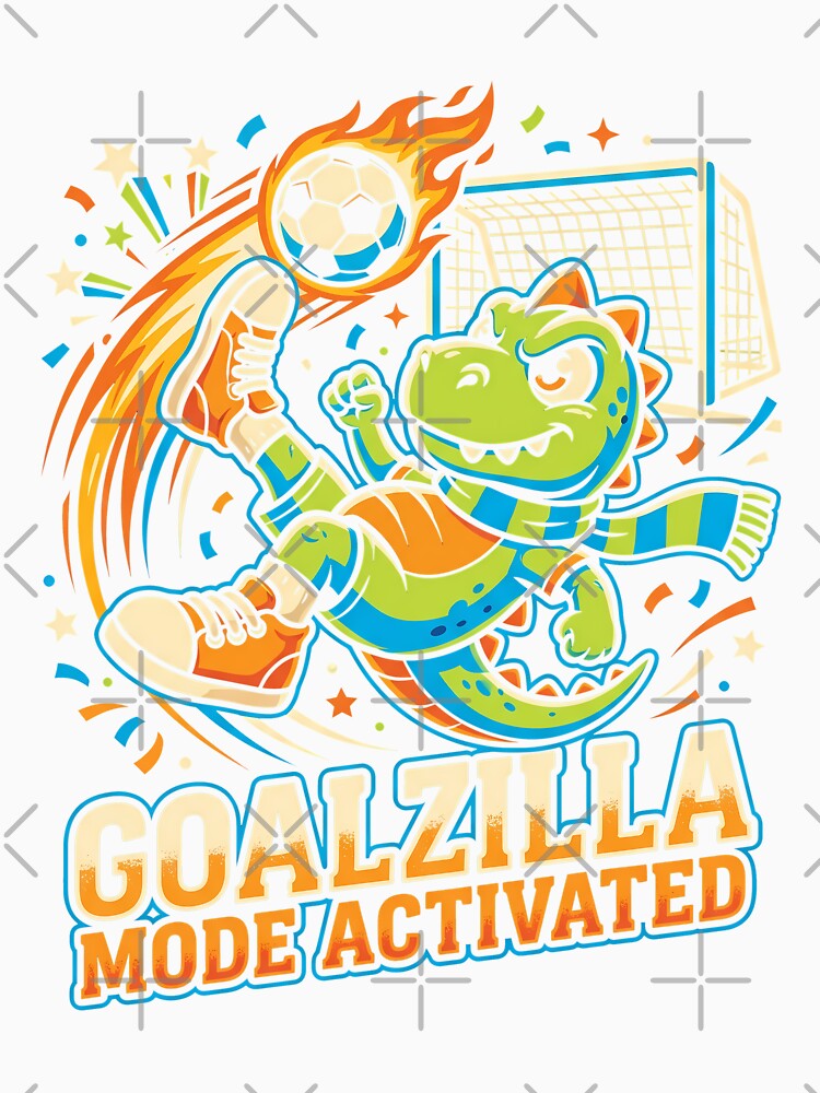 Goalzilla Mode Activated – Funny Soccer Dinosaur Mascot Retro Sports Design by DesignDoodleArt