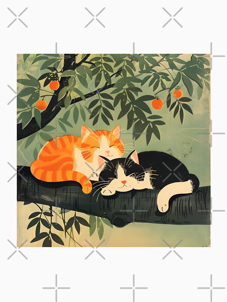 Vintage Japan art cute orange cat by AngelinaBezm