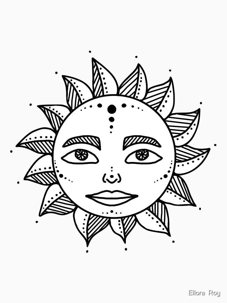 Sun with Face Design by Ellora  Roy