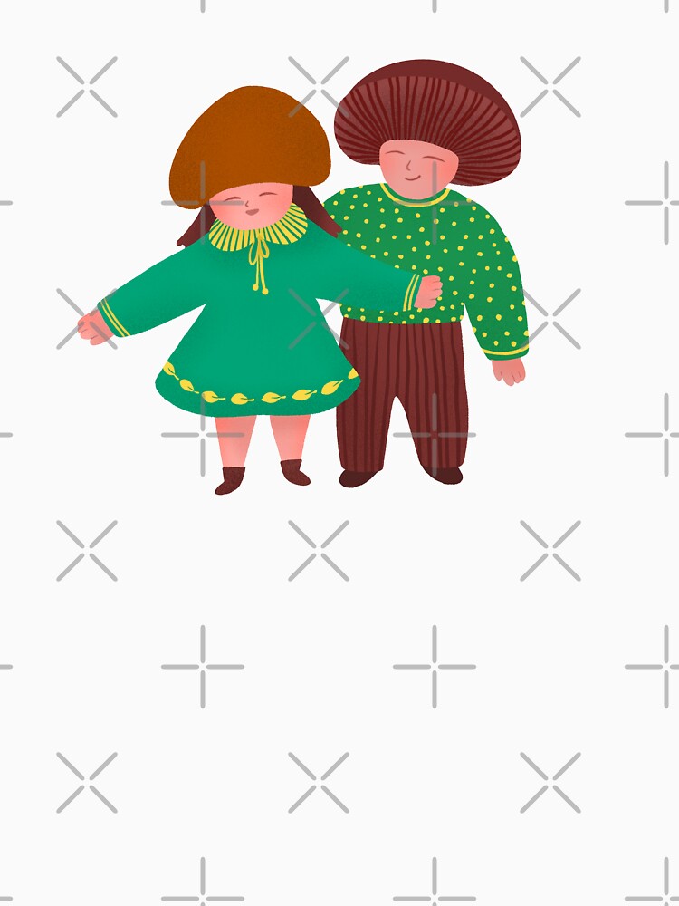 Cute and happy mushroom boy and girl by IULIART