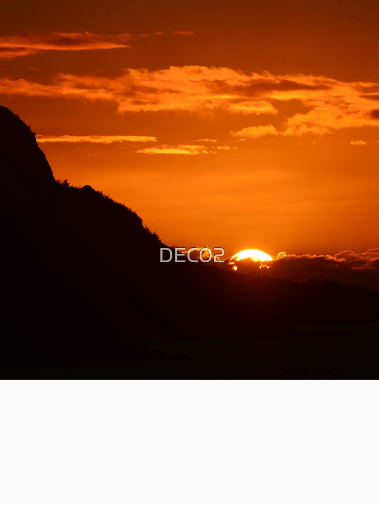 Tangerine-Orange Tropical Sunset Over Mountain by DEC02