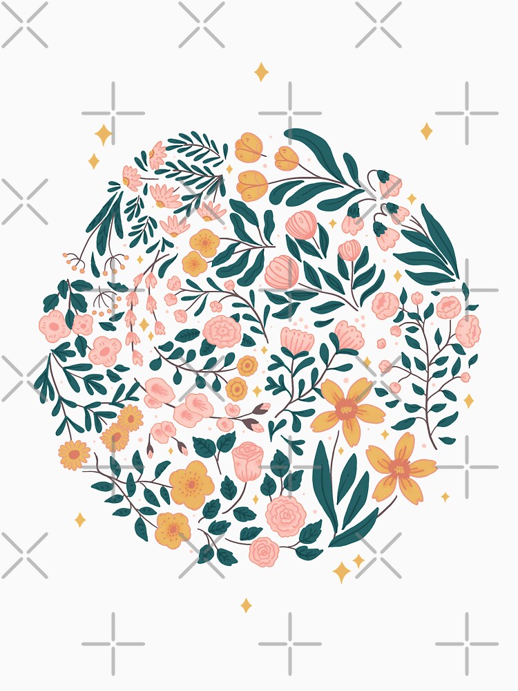 Pink and yellow flower arrangement by Floral patterns and cute characters