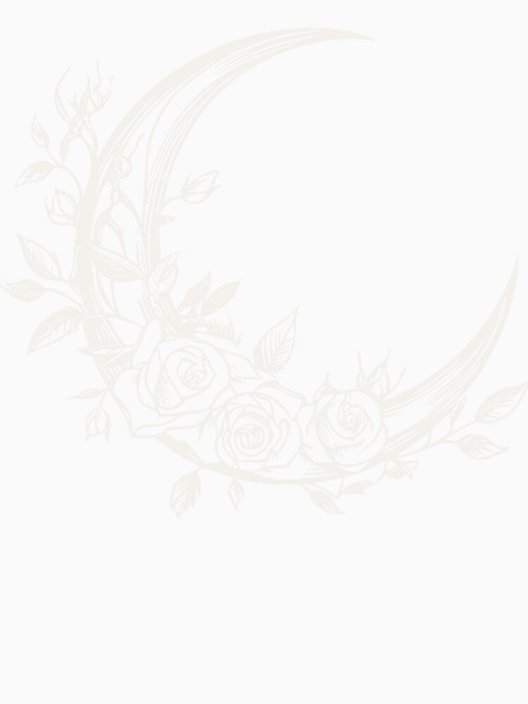 Midnight Bloom Crescent Moon – Celestial Botanical Engraving by LunarStillCo