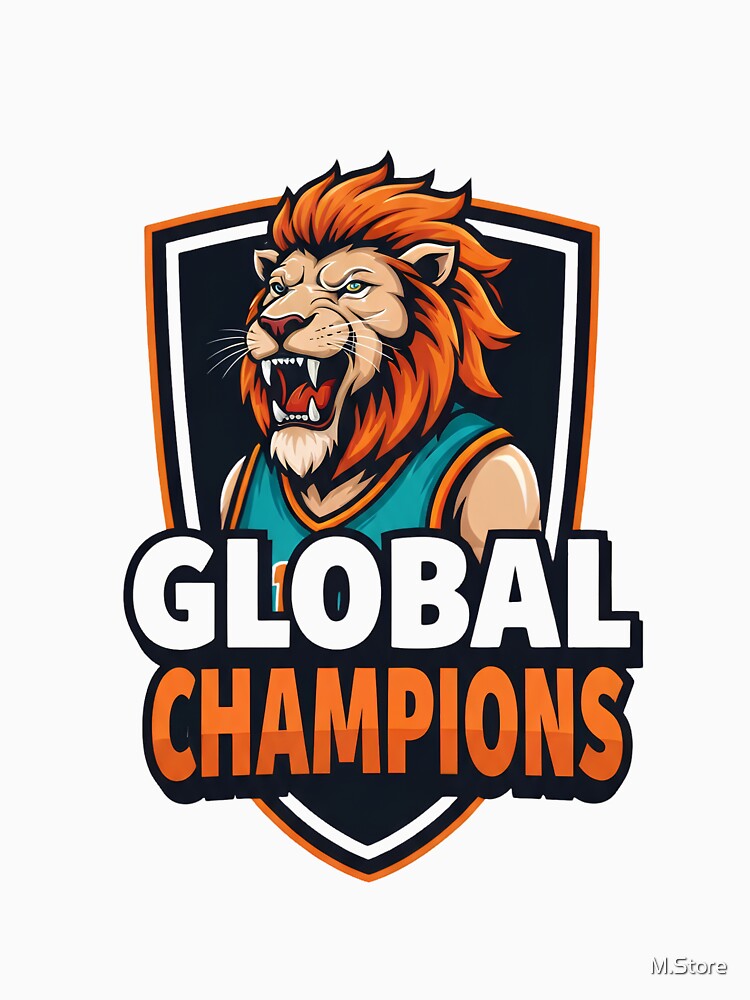 Global Champions Lion Soccer Mascot Sports Badge by M.Store