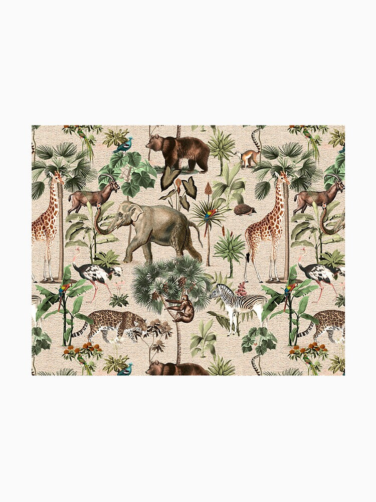 Aesthetic Savanna Animals Pattern Art Print by Eva Vincent