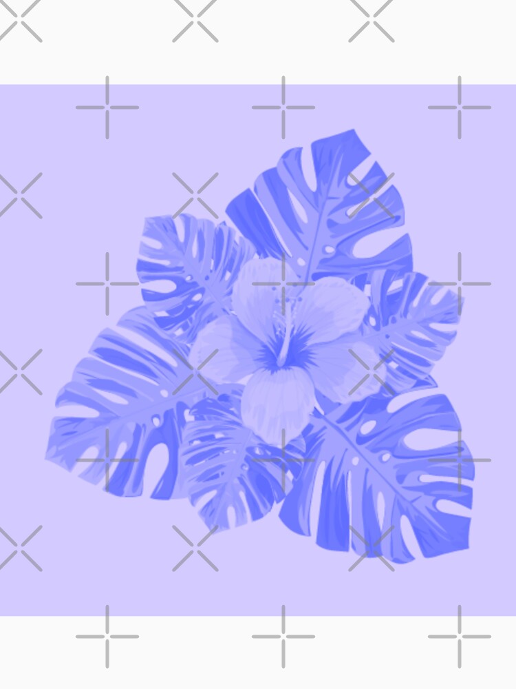 Tropical Hibiscus Leaves and Flower Mauve Blue Purple by hearthearts