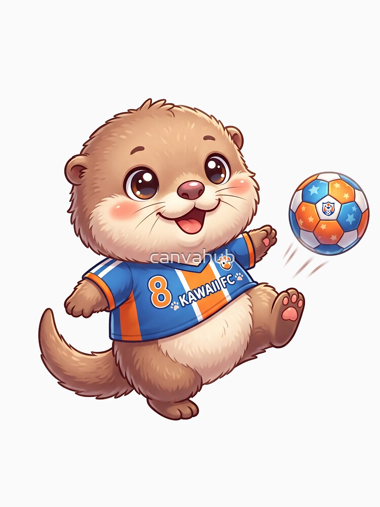 Cute Otter Football Mascot Kawaii Soccer Animal Cartoon T-Shirt by canvahub