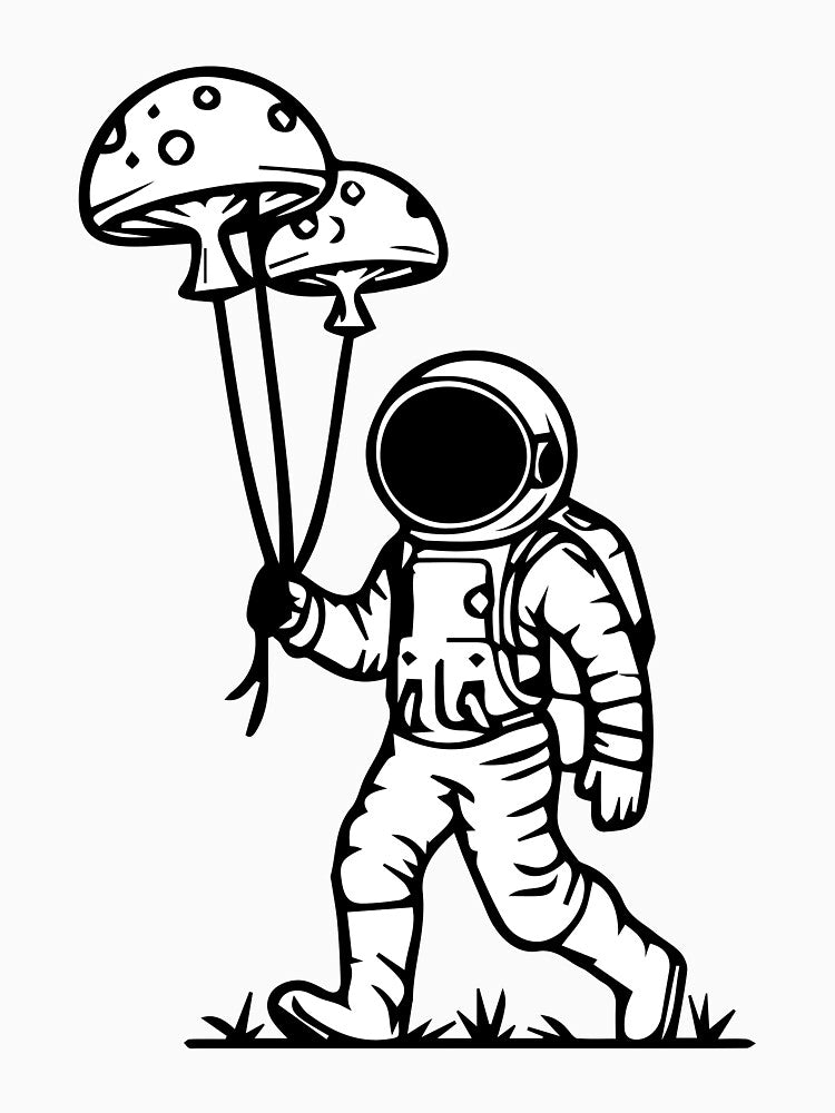 Mushroom Balloons with Astronaut by CapandGill