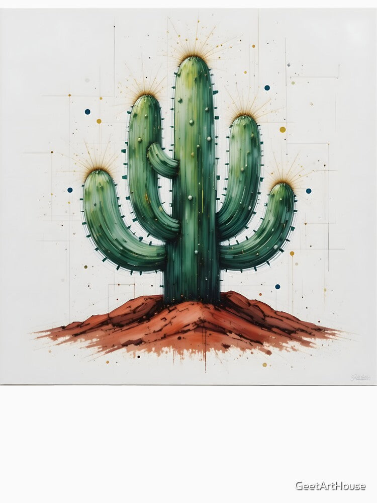 Surreal Green Cactus Desert Illustration (Short, clear, searchable) by GeetArtHouse