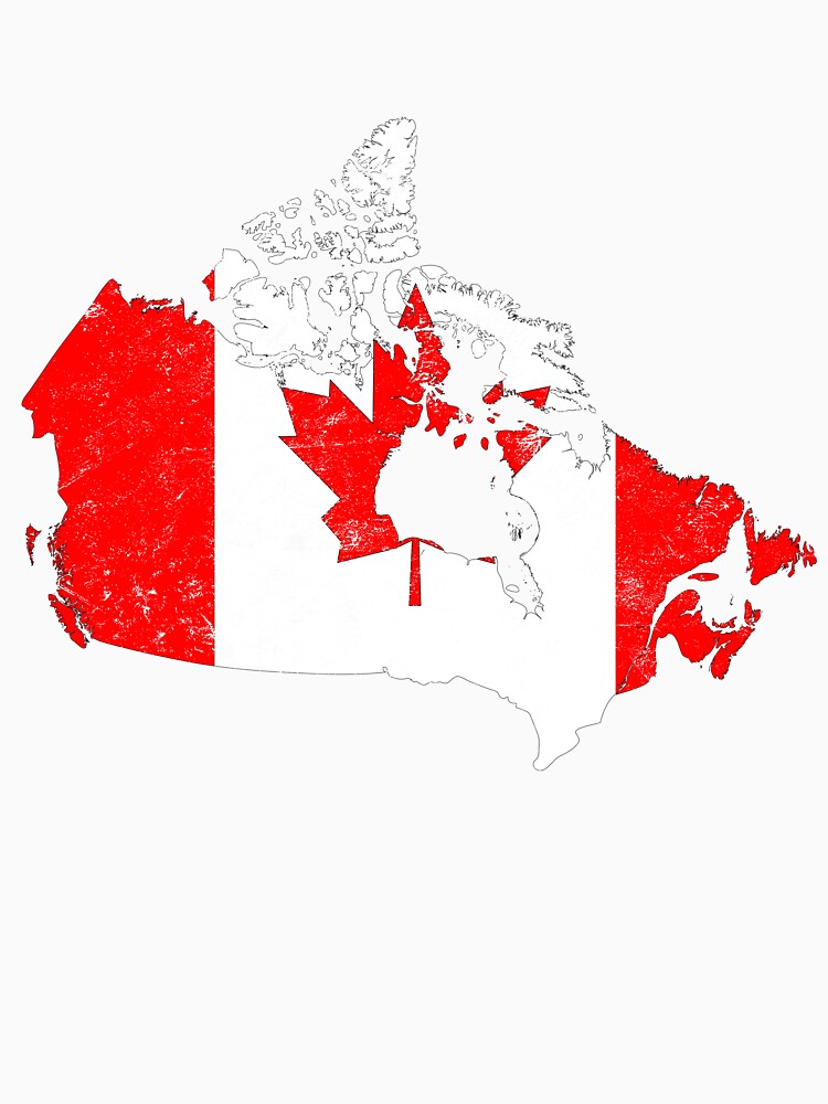 Canada Flag map tshirt distressed vintage by farhanhafeez