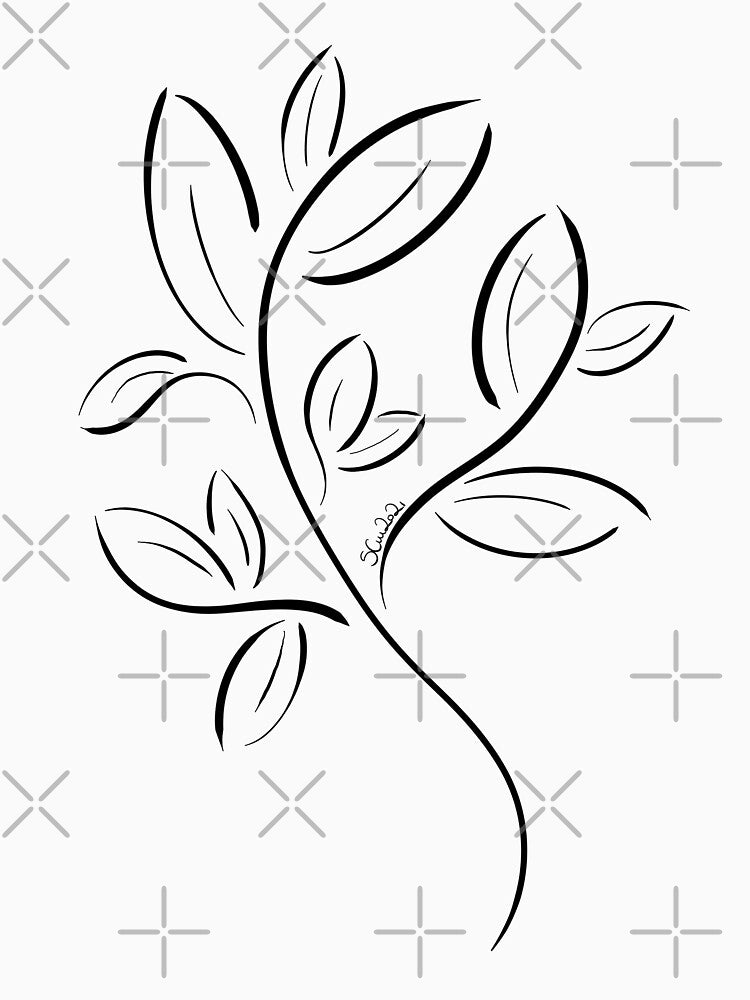 Simple Leaf Line Art by SallyCleggArt