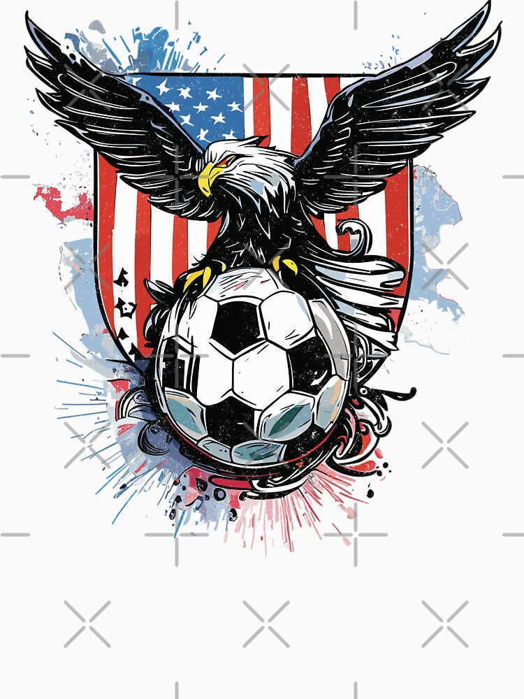 USA Soccer Crest with Grunge American Flag and Bald Eagle by Numero14