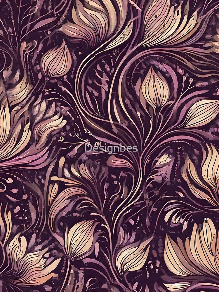 Abstract florals curling stems pattern by Designbes