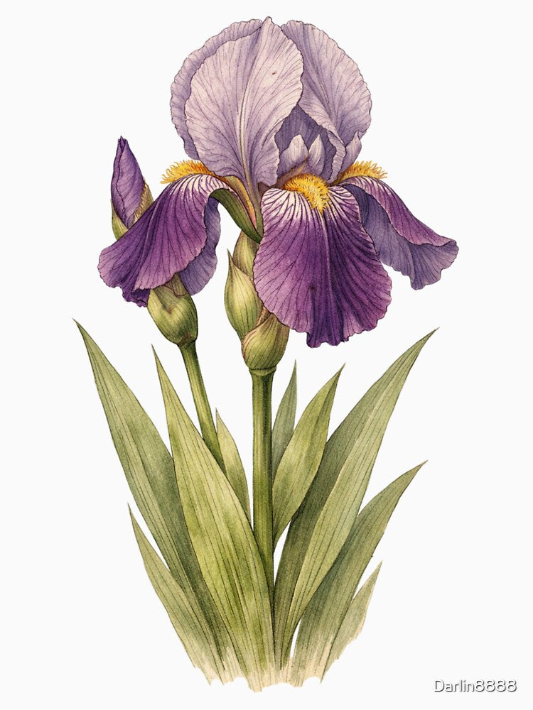 Iris Germanica Vintage Botanical Print - Antique Iris Wall Art by Darlin8888